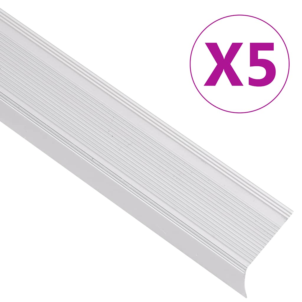 trappelister 5 stk. L-facon 100 cm aluminium sølvfarvet