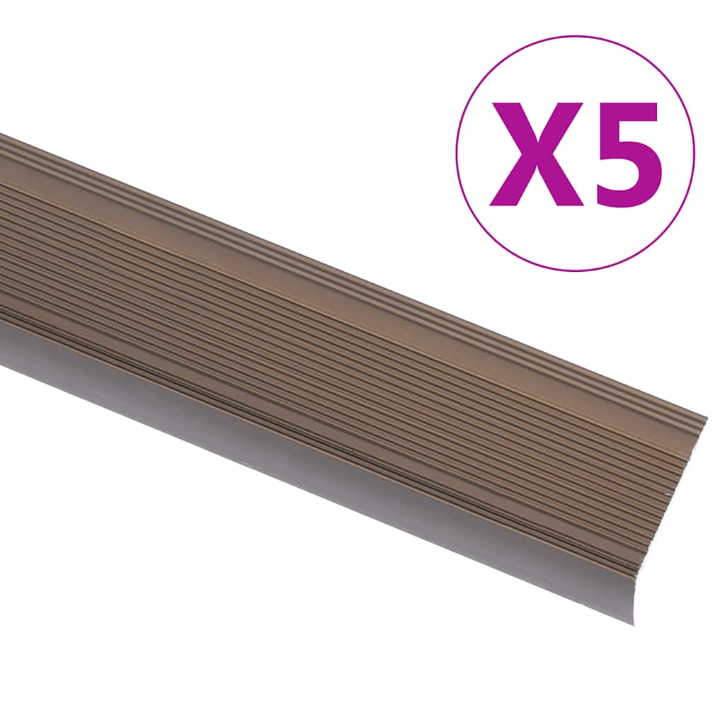 5 stk. trappelister i aluminium, L-form 100 cm - brun