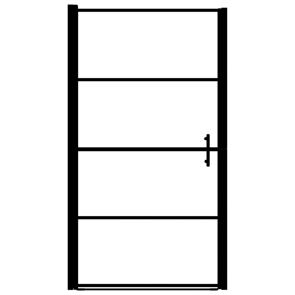 brusedør 100x178 cm hærdet glas sort