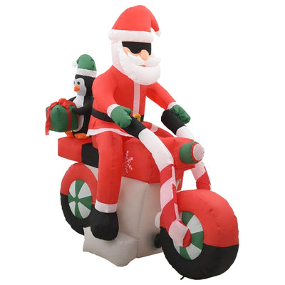 oppustelig julemand på motorcykel LED IP44 160 cm