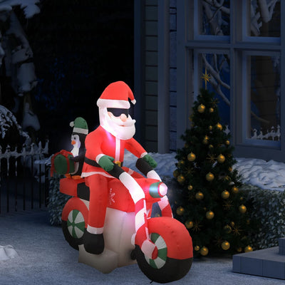 oppustelig julemand på motorcykel LED IP44 160 cm