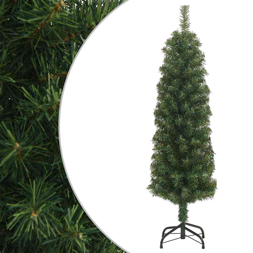 smalt kunstigt juletræ med juletræsfod 150 cm PVC grøn