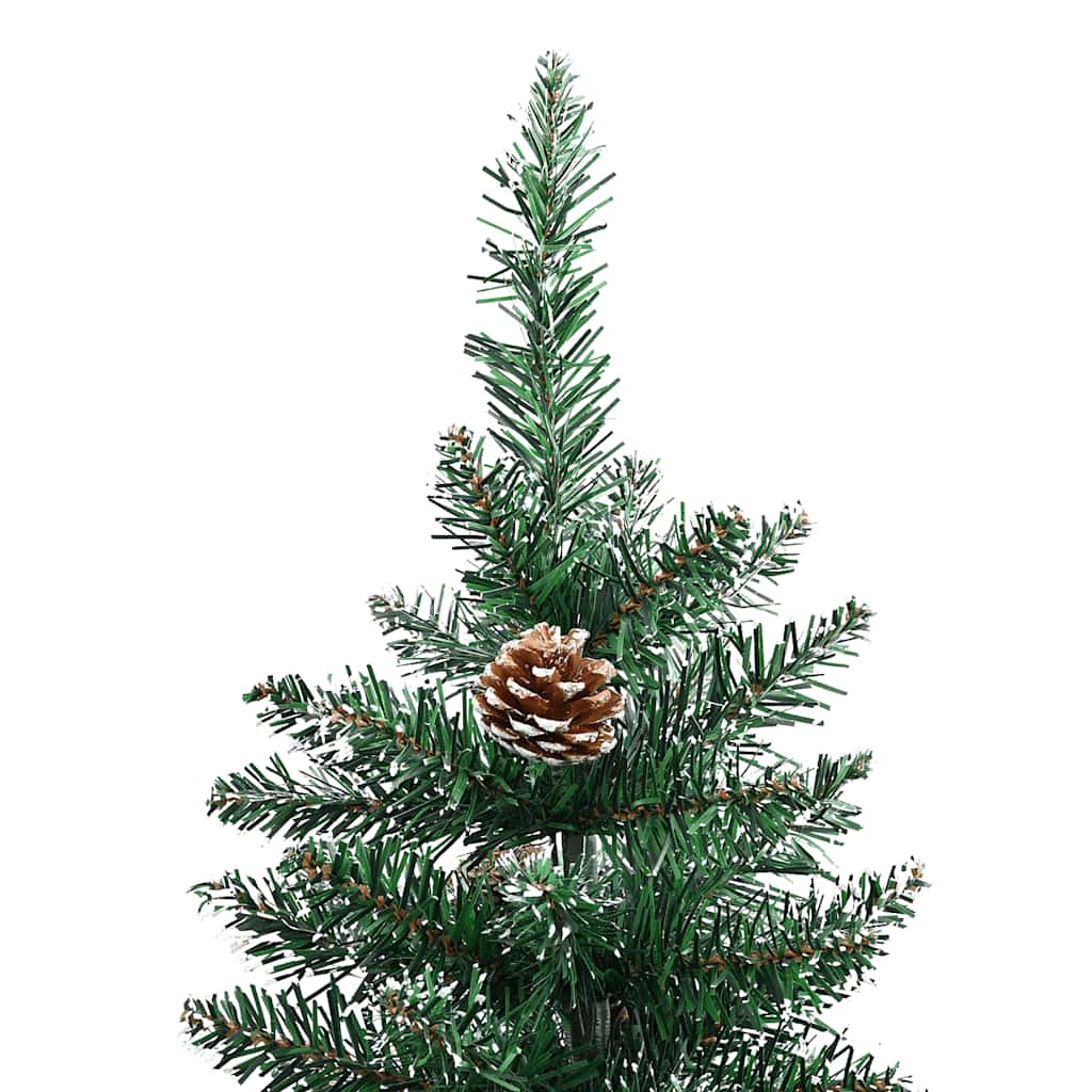 smalt juletræ med ægte træ og hvid sne 150 cm PVC grøn