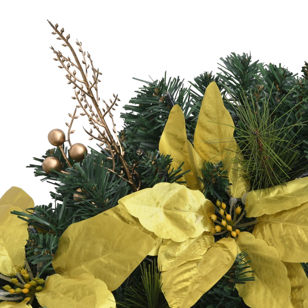 julekrans med LED-lys 60 cm PVC grøn