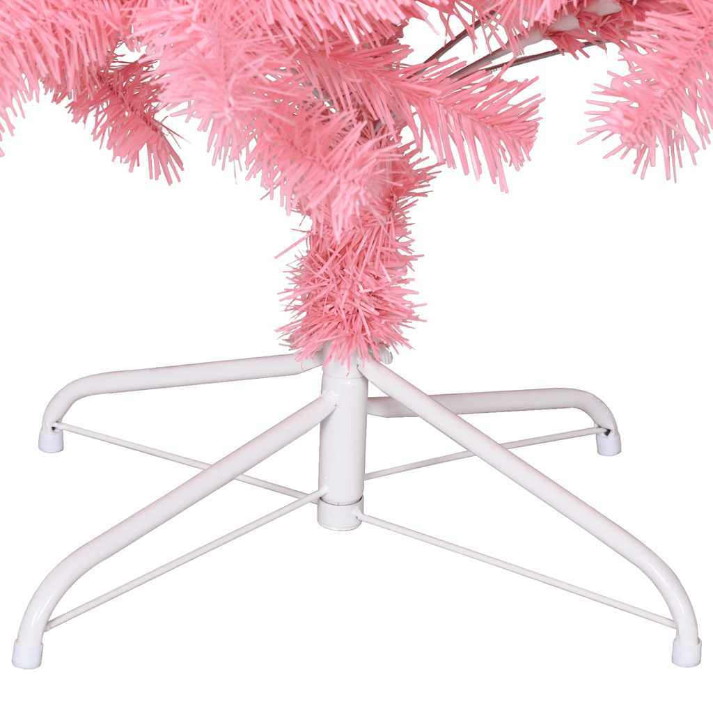 kunstigt juletræ med juletræsfod 180 cm PVC lyserød