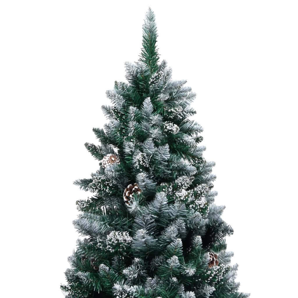 kunstigt juletræ med grankogler og hvidt sne 150 cm
