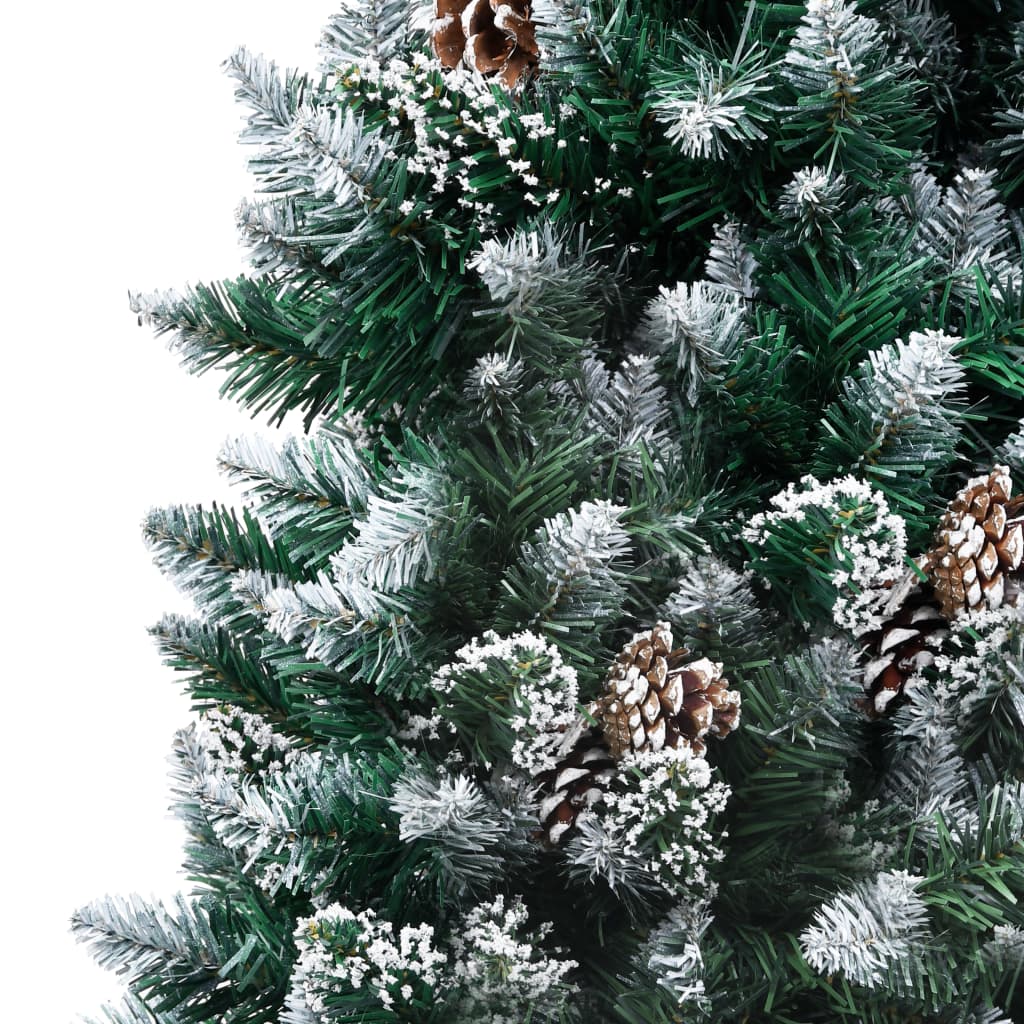 kunstigt juletræ med grankogler og hvidt sne 150 cm