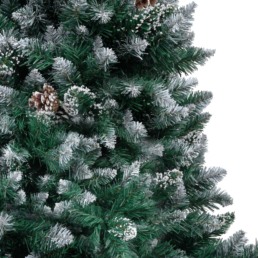 kunstigt juletræ med grankogler og hvidt sne 150 cm