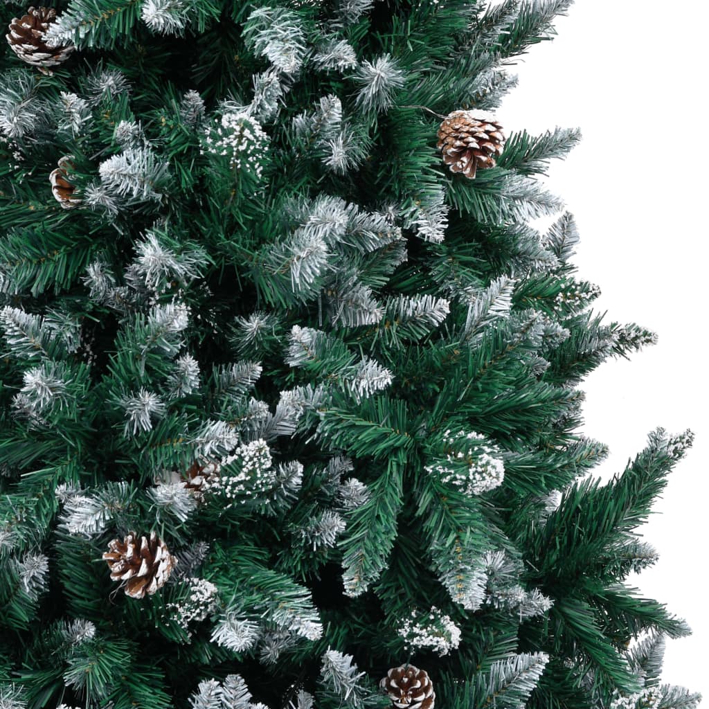 kunstigt juletræ med grankogler og hvid sne 240 cm