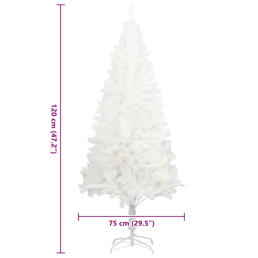 kunstigt juletræ med naturtro nåle 120 cm hvid