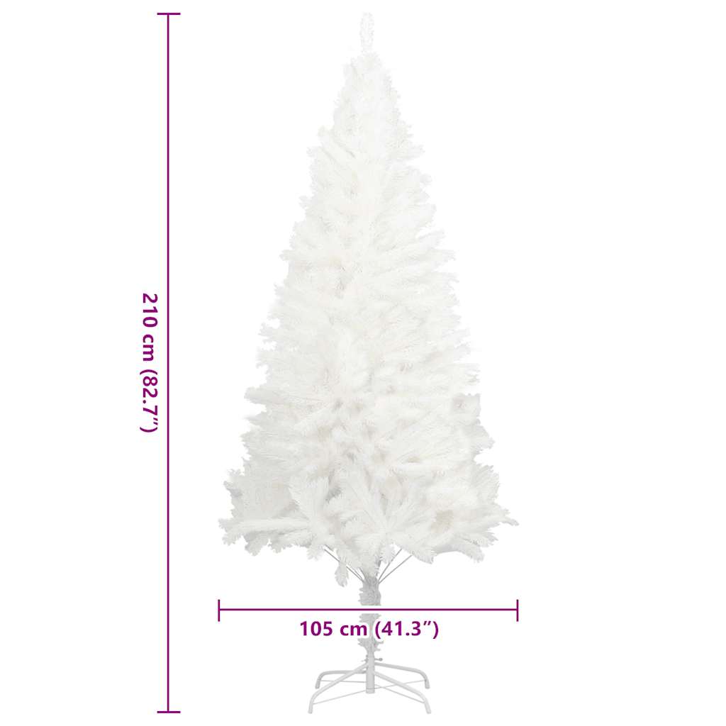 kunstigt juletræ med naturtro nåle 210 cm hvid