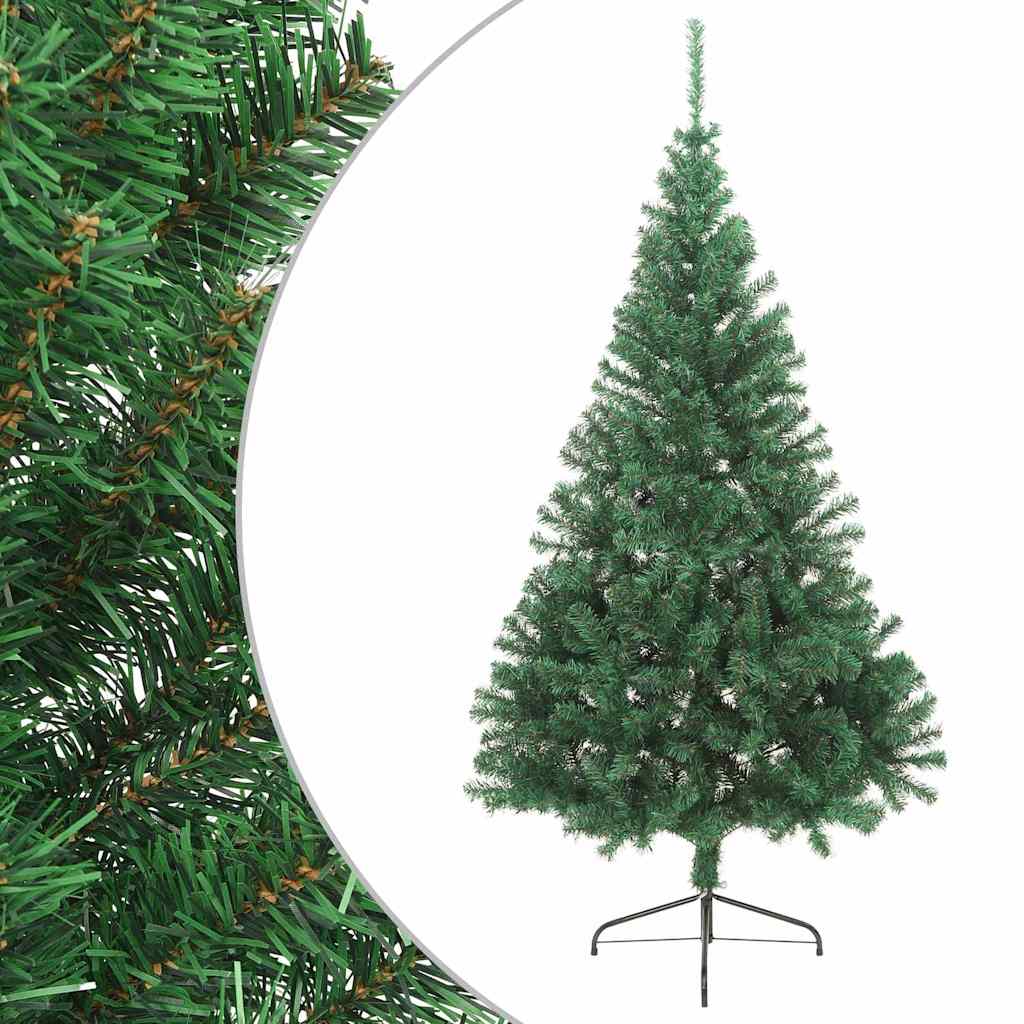 kunstigt halvt juletræ med juletræsfod 180 cm PVC grøn