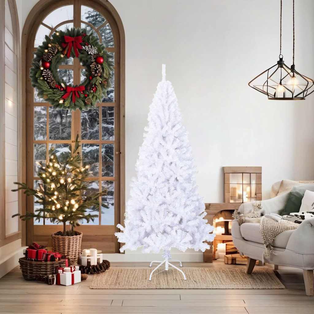 kunstigt juletræ med tykke grene 180 cm PVC hvid