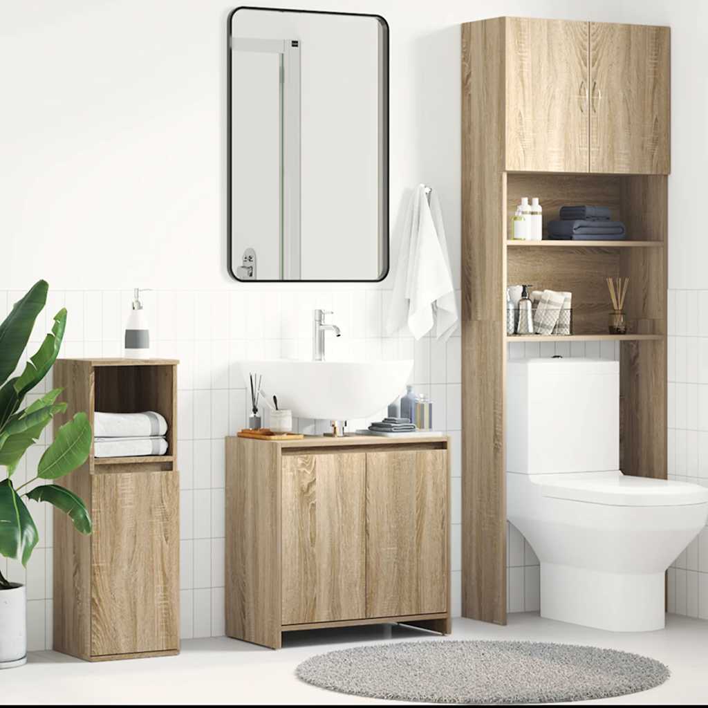 badeværelsesskab 60x33x61 cm konstrueret træ sonoma-eg billede