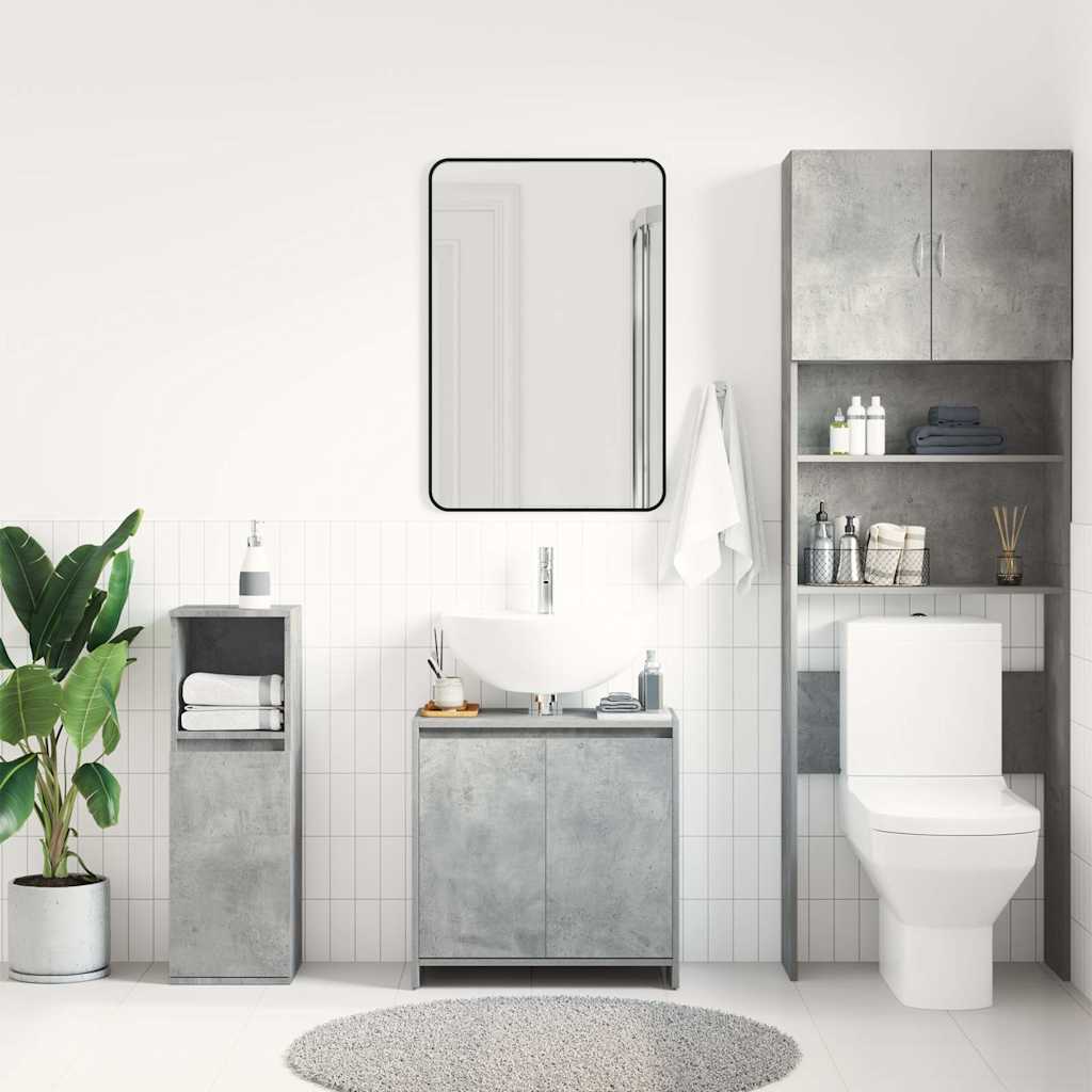badeværelsesskab 60x33x61 cm konstrueret træ betongrå