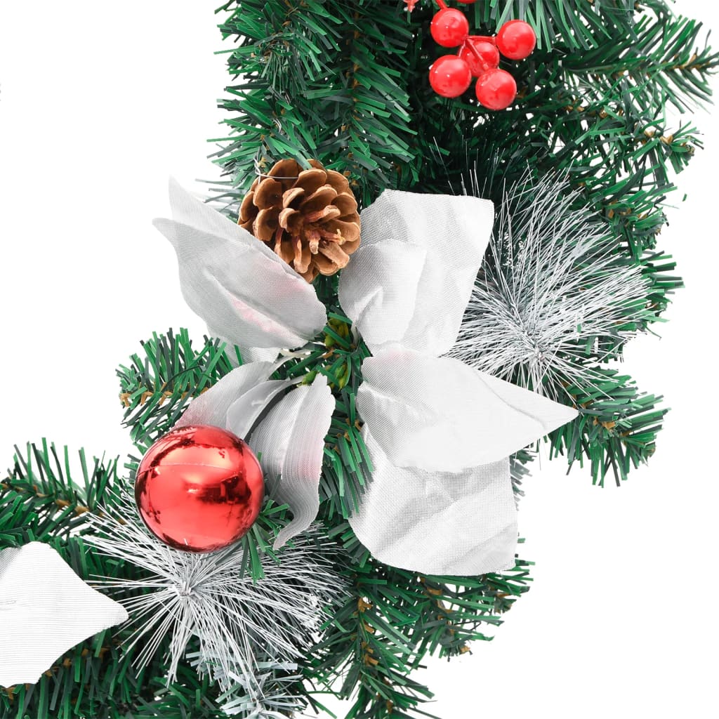 julekrans med LED-lys 60 cm PVC grøn