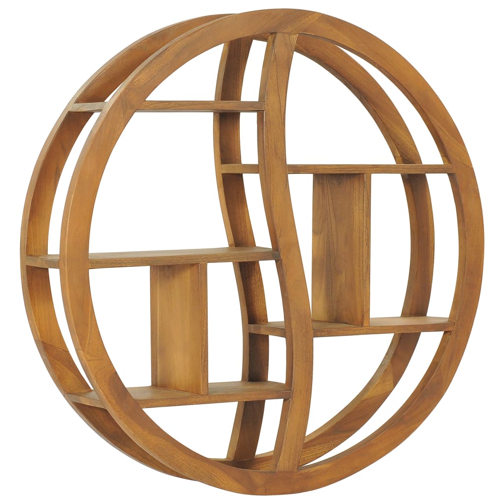 væghylde 80x17,5x80 cm yin og yang-design massivt teaktræ
