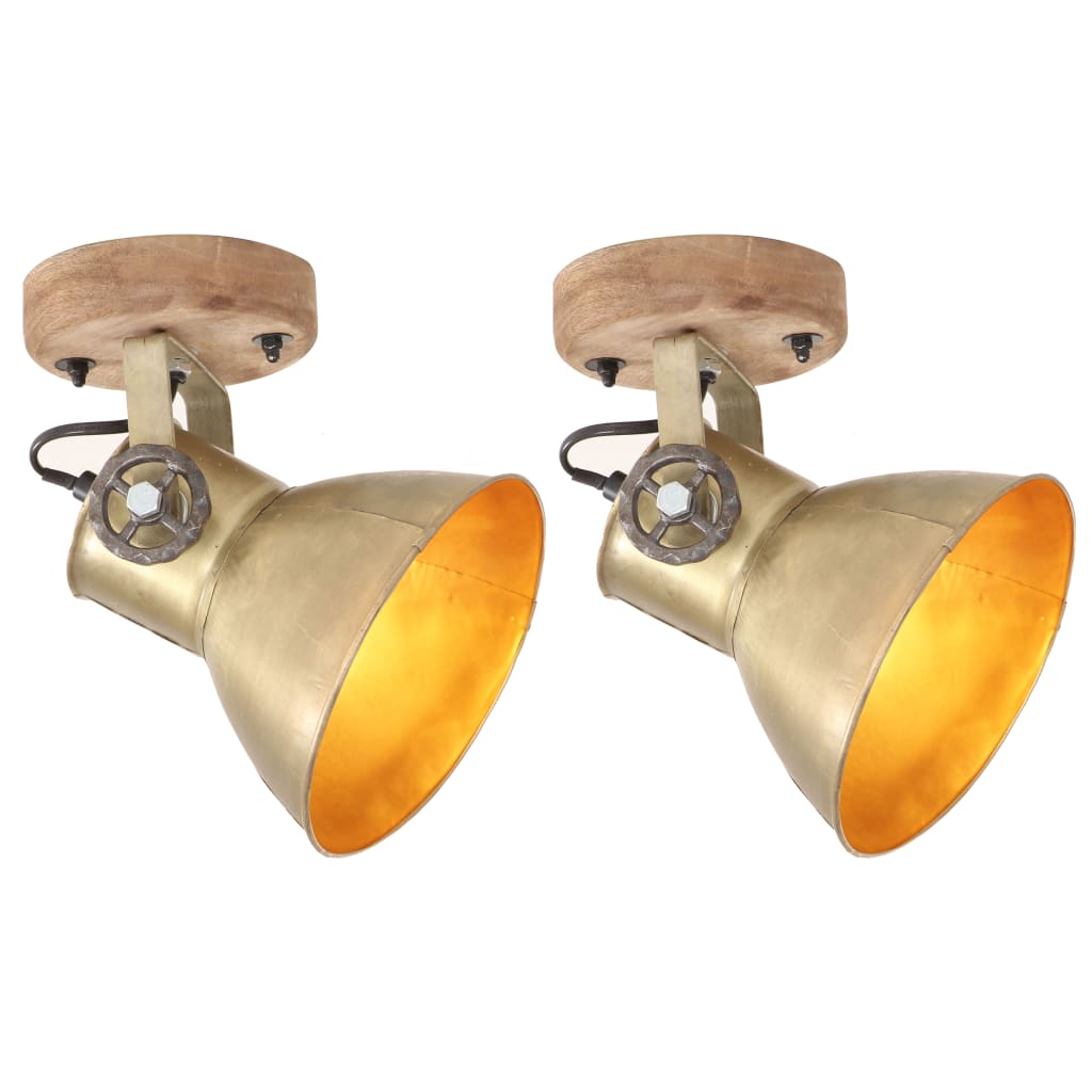 industrielle væg-/loftlamper 2 stk. 20x25 cm E27 messingfarvet billede