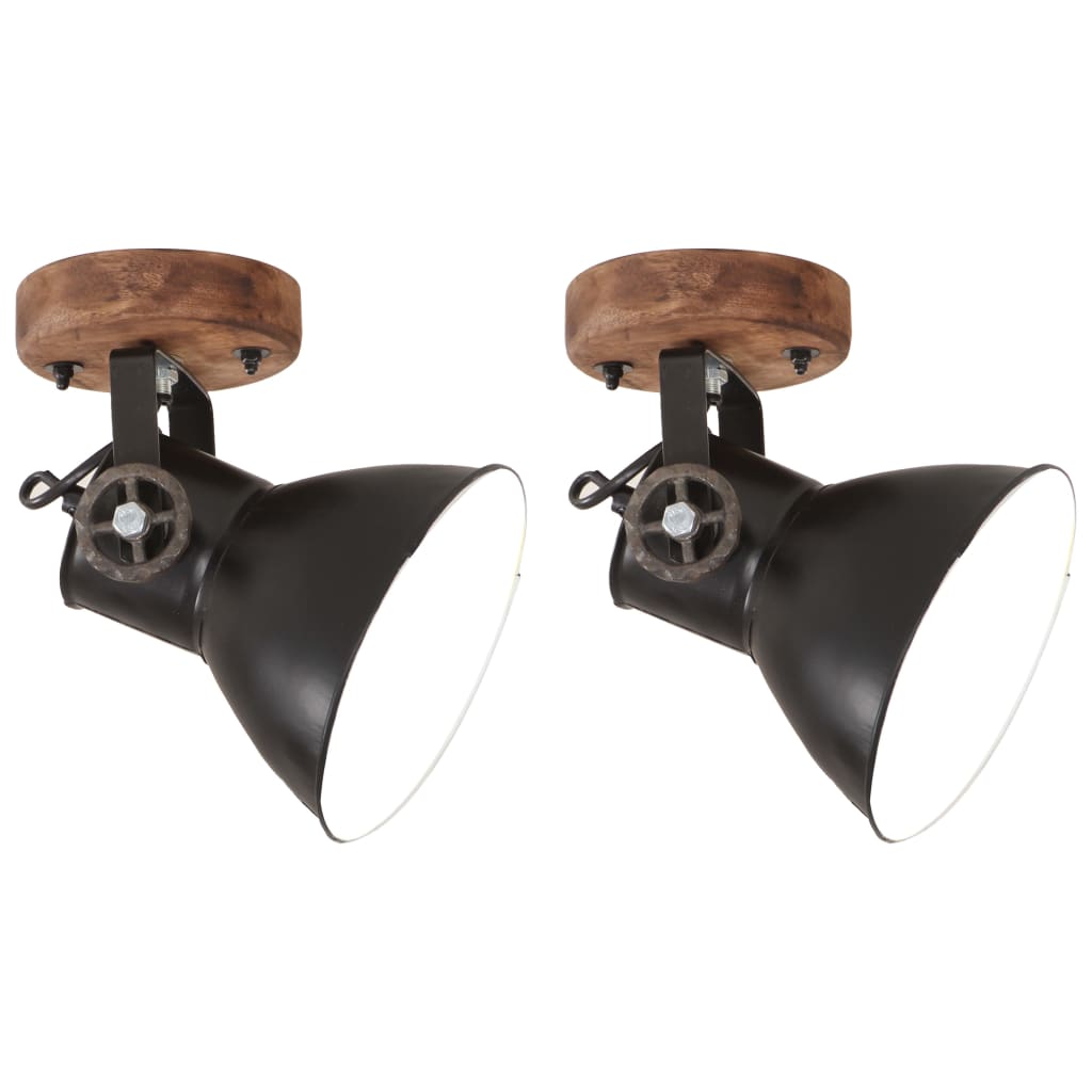industrielle væg-/loftlamper 2 stk. 20x25 cm E27 mat sort billede