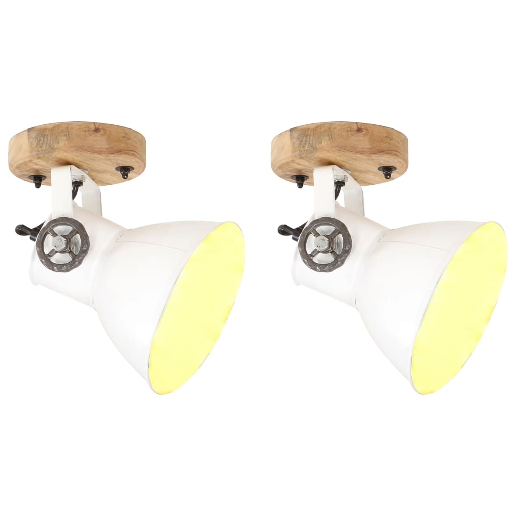 industrielle væg-/loftlamper 2 stk. 20x25 cm E27 hvid billede