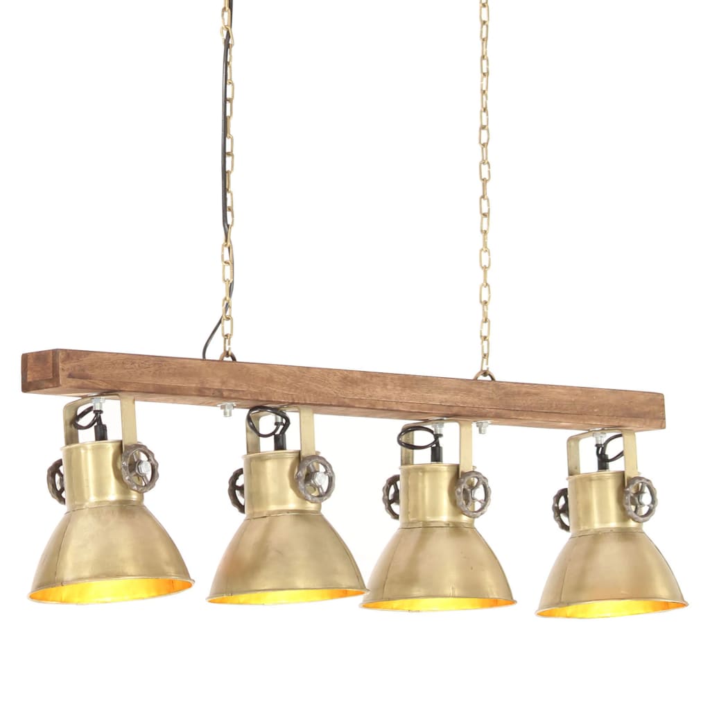 industriel loftlampe E27 mangotræ messingfarvet billede