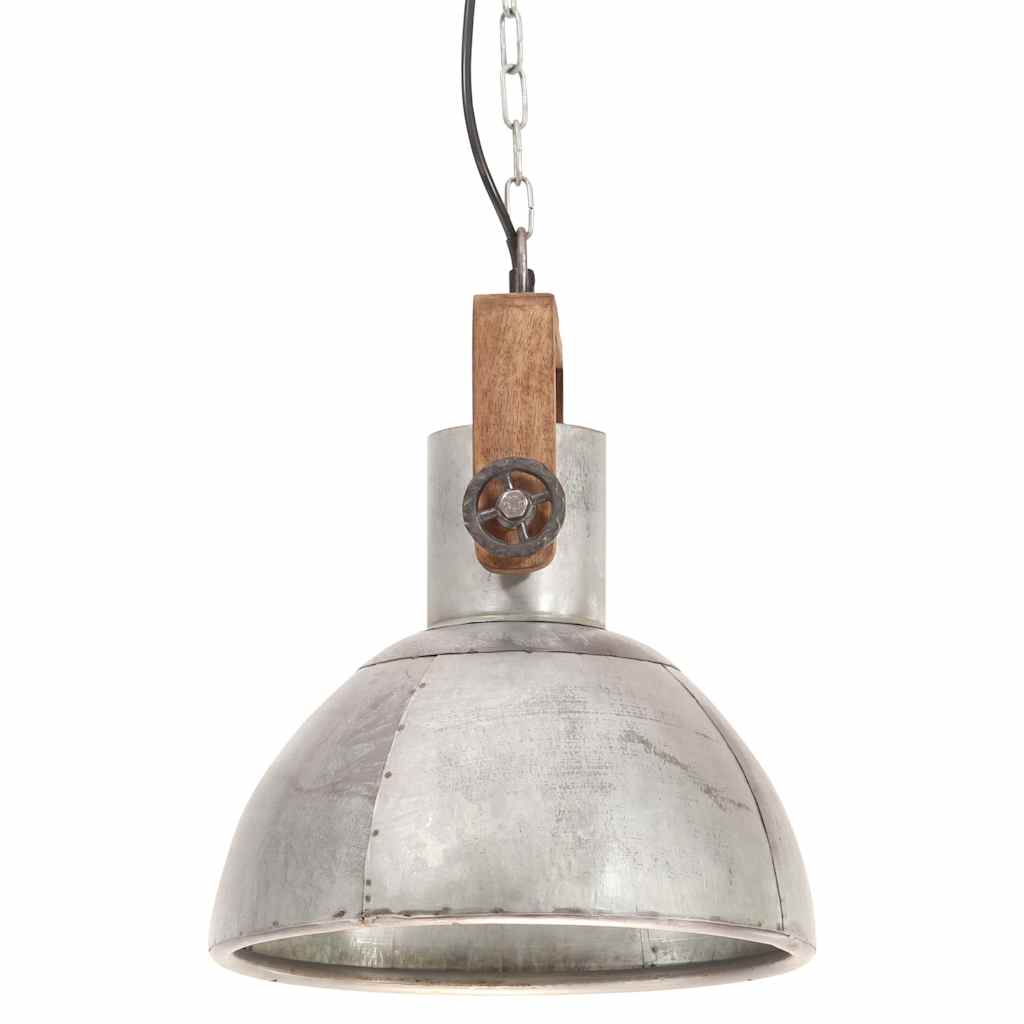 industriel hængelampe 25 W rund 30 cm E27 sølvfarvet