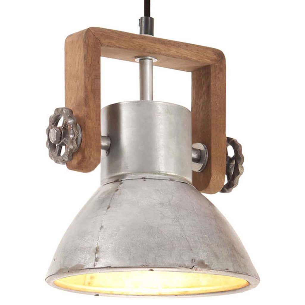 industriel hængelampe 25 W rund 19 cm E27 sølvfarvet billede