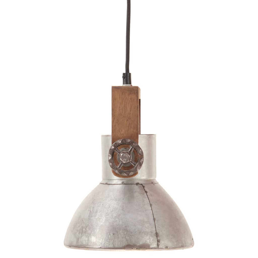 industriel hængelampe 25 W rund 19 cm E27 sølvfarvet