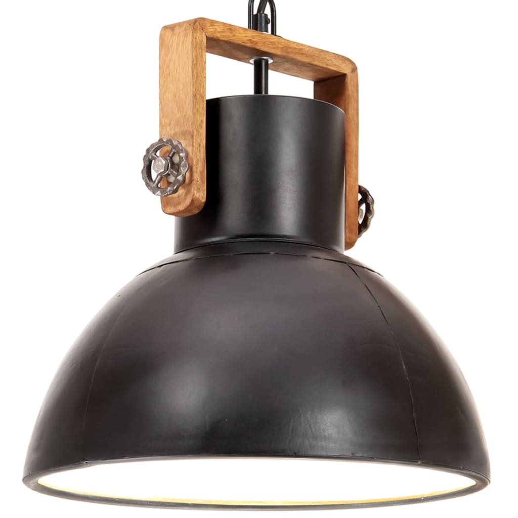 industriel hængelampe 25 W rund 30 cm E27 mat sort billede