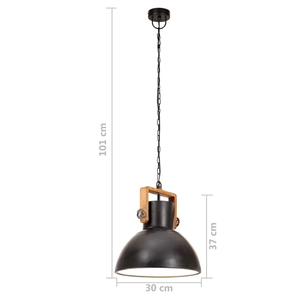 industriel hængelampe 25 W rund 30 cm E27 mat sort
