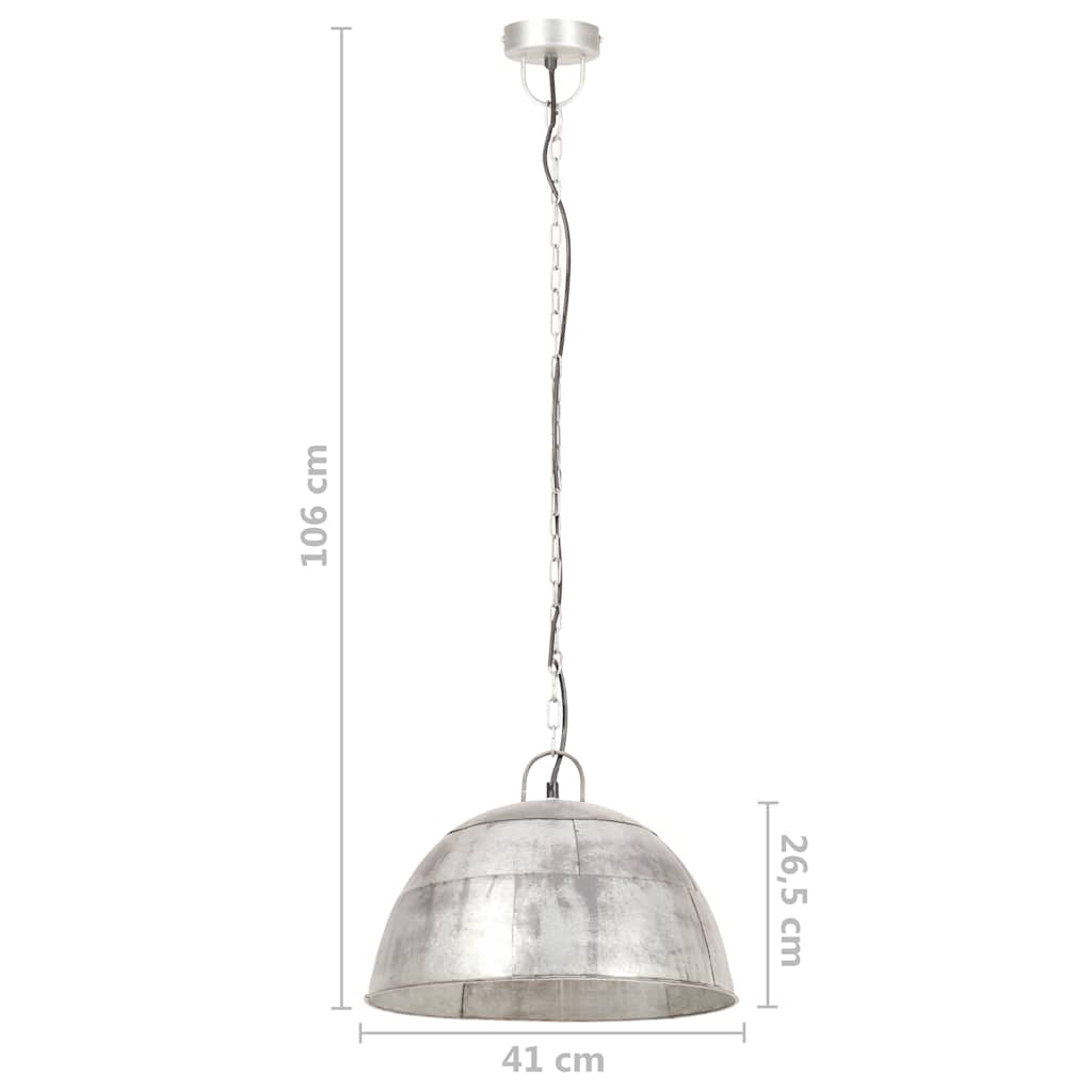 industriel vintage hængelampe 25 W rund 41 cm E27 sølvfarvet