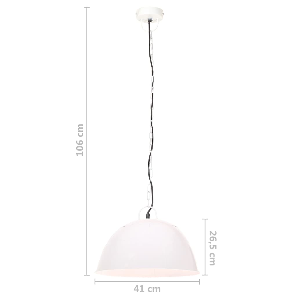 industriel vintage hængelampe 25 W rund 41 cm E27 hvid