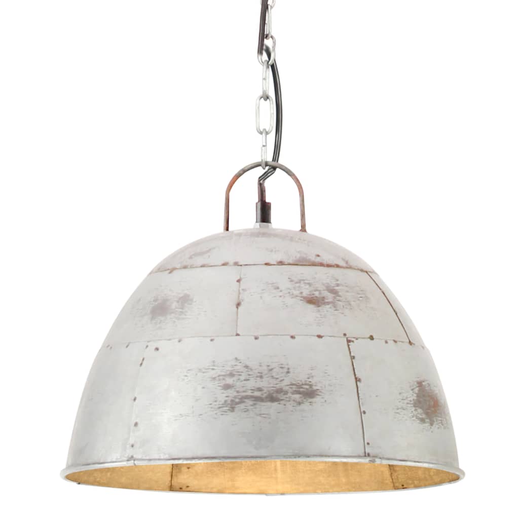industriel hængelampe 25 W rund vintagestil 31 cm E27 sølvfarvet billede