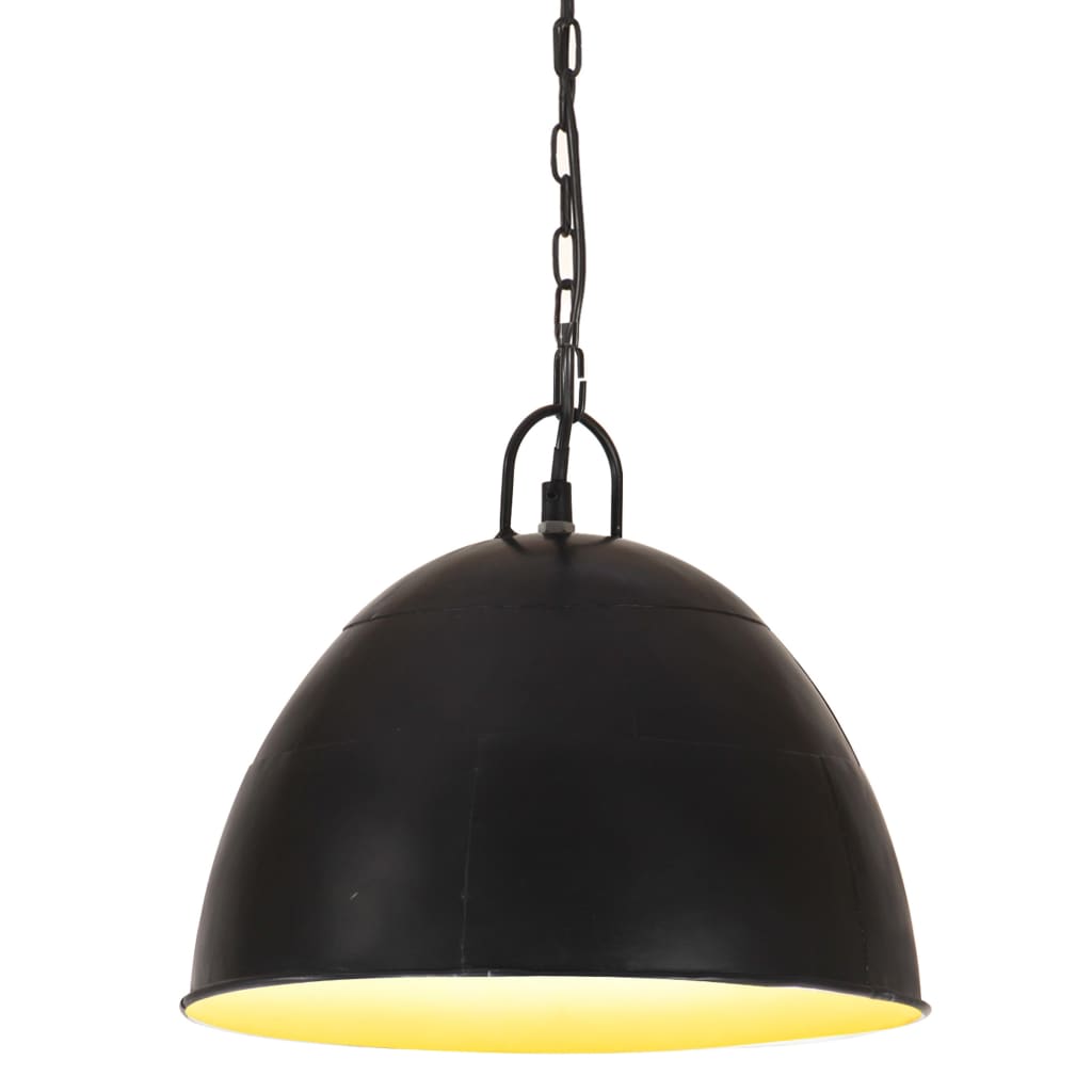industriel hængelampe 25 W rund 31 cm E27 mat sort billede