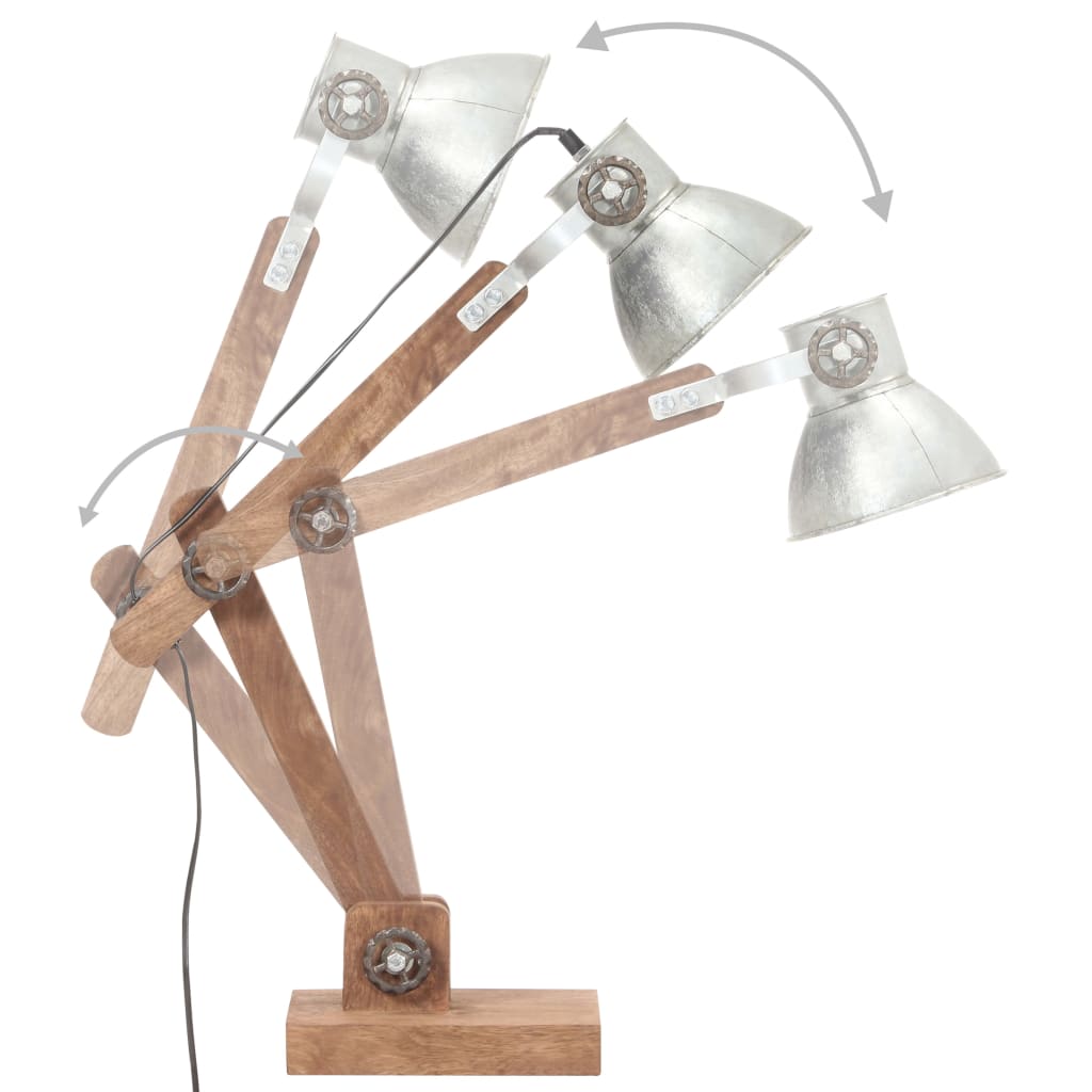 industriel skrivebordslampe 58x18x90 cm E27 rund sølvfarvet