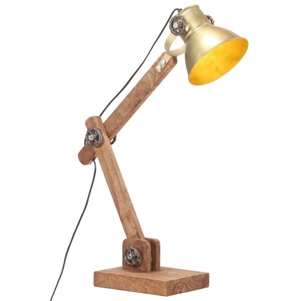 industriel skrivebordslampe 58x18x90 cm E27 rund messingfarvet billede