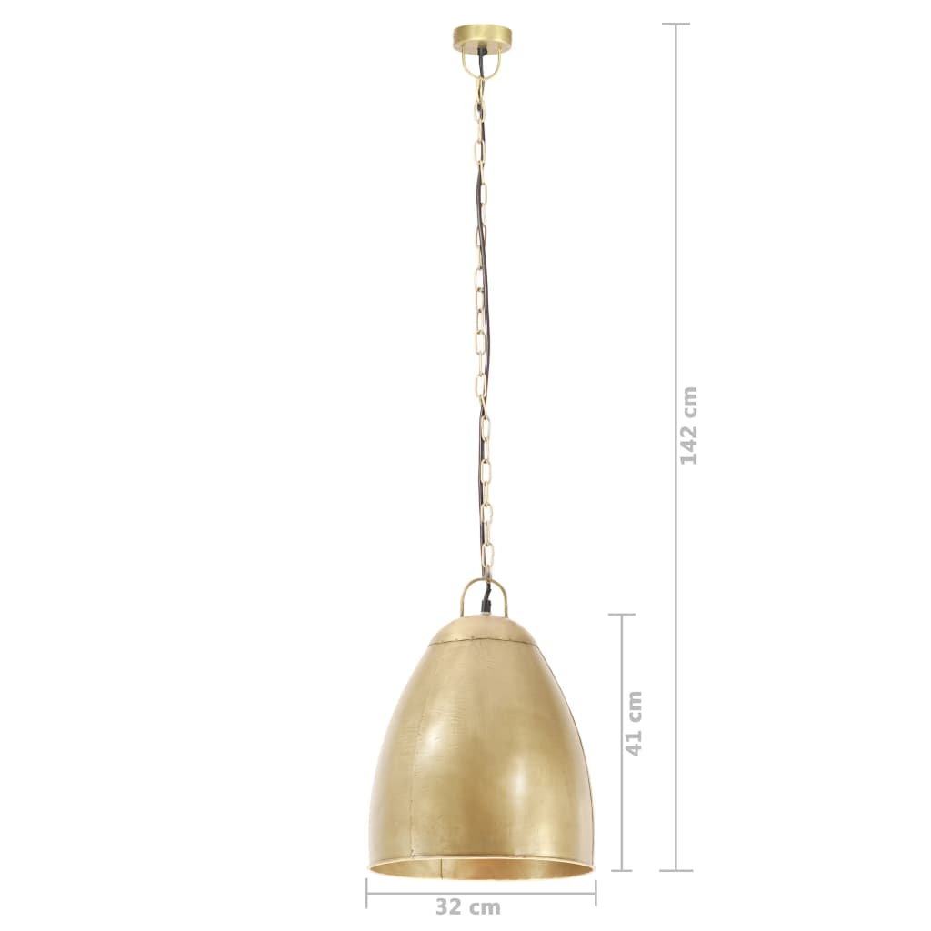 industriel hængelampe 25 W rund 32 cm E27 messingfarvet