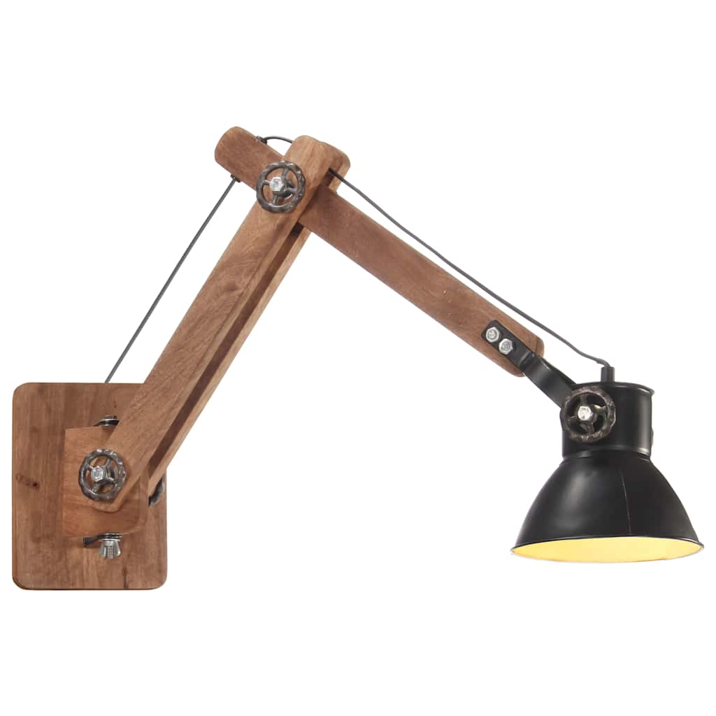 væglampe industriel stil rund E27 sort