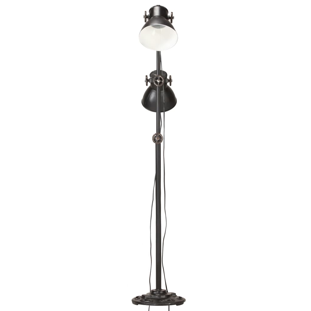 gulvlampe med 2 lampeskærme E27 støbejern sort