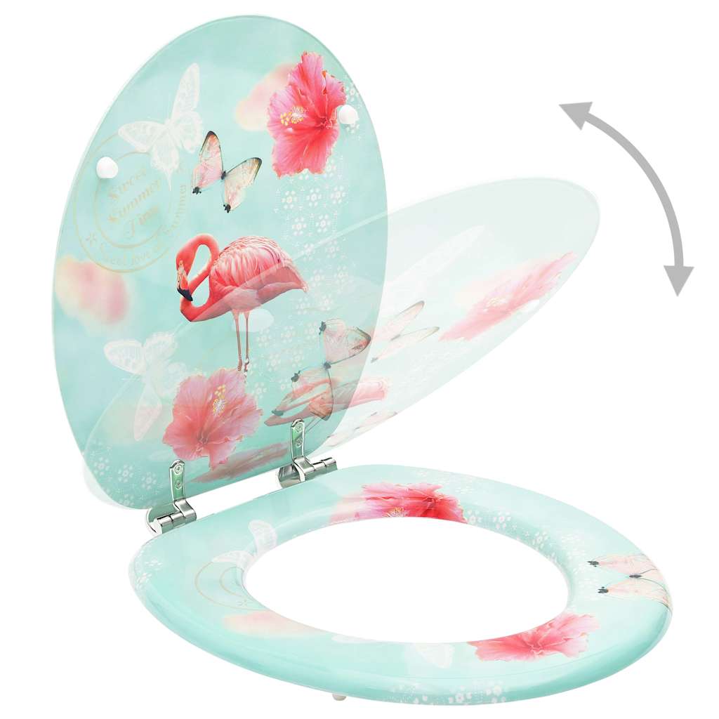 toiletsæde med låg MDF flamingodesign