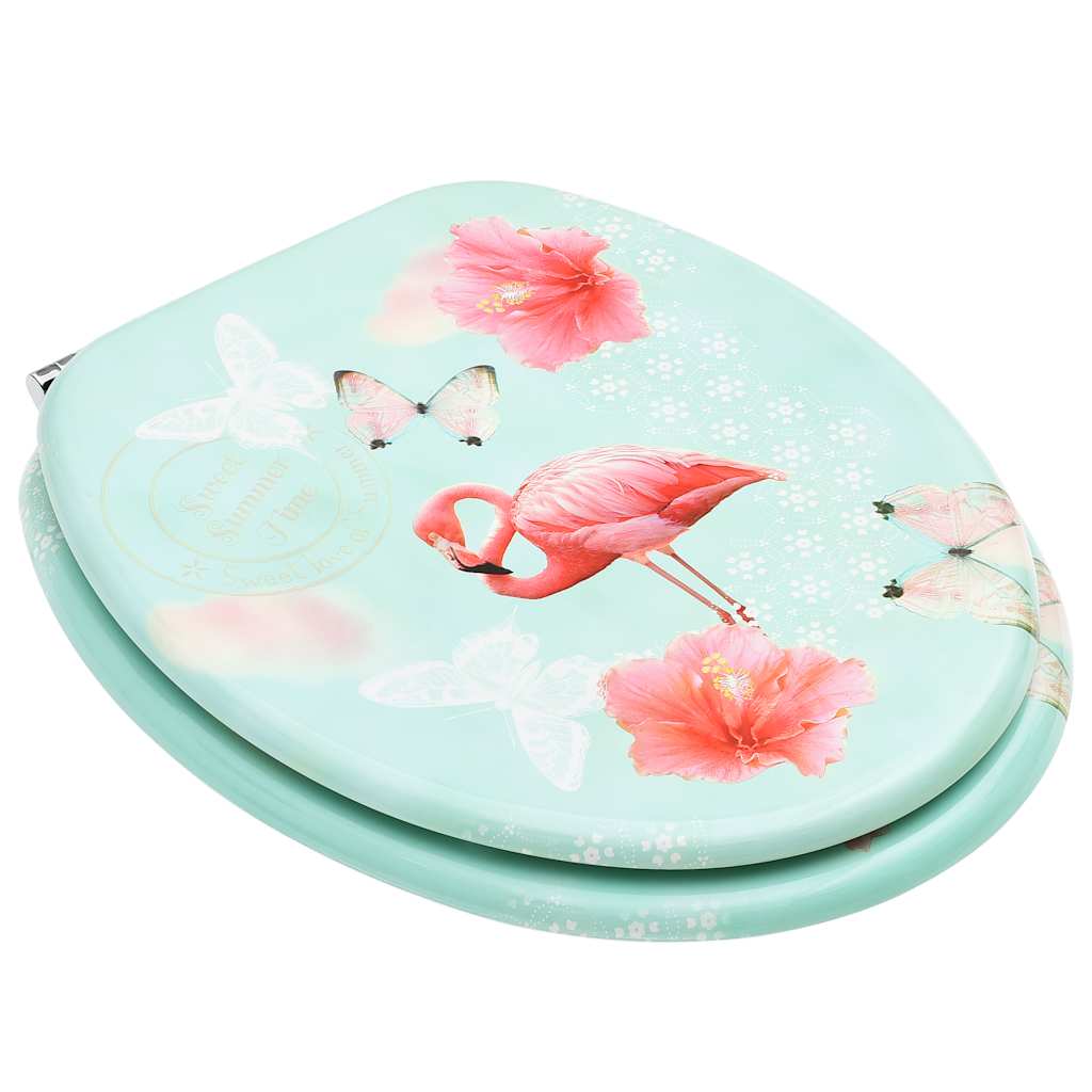 toiletsæde med låg MDF flamingodesign
