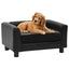 hundesofa 60x43x30 cm plys og kunstlæder sort
