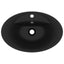 luksuriøs håndvask overløb 58,5x39 cm keramik oval mat sort