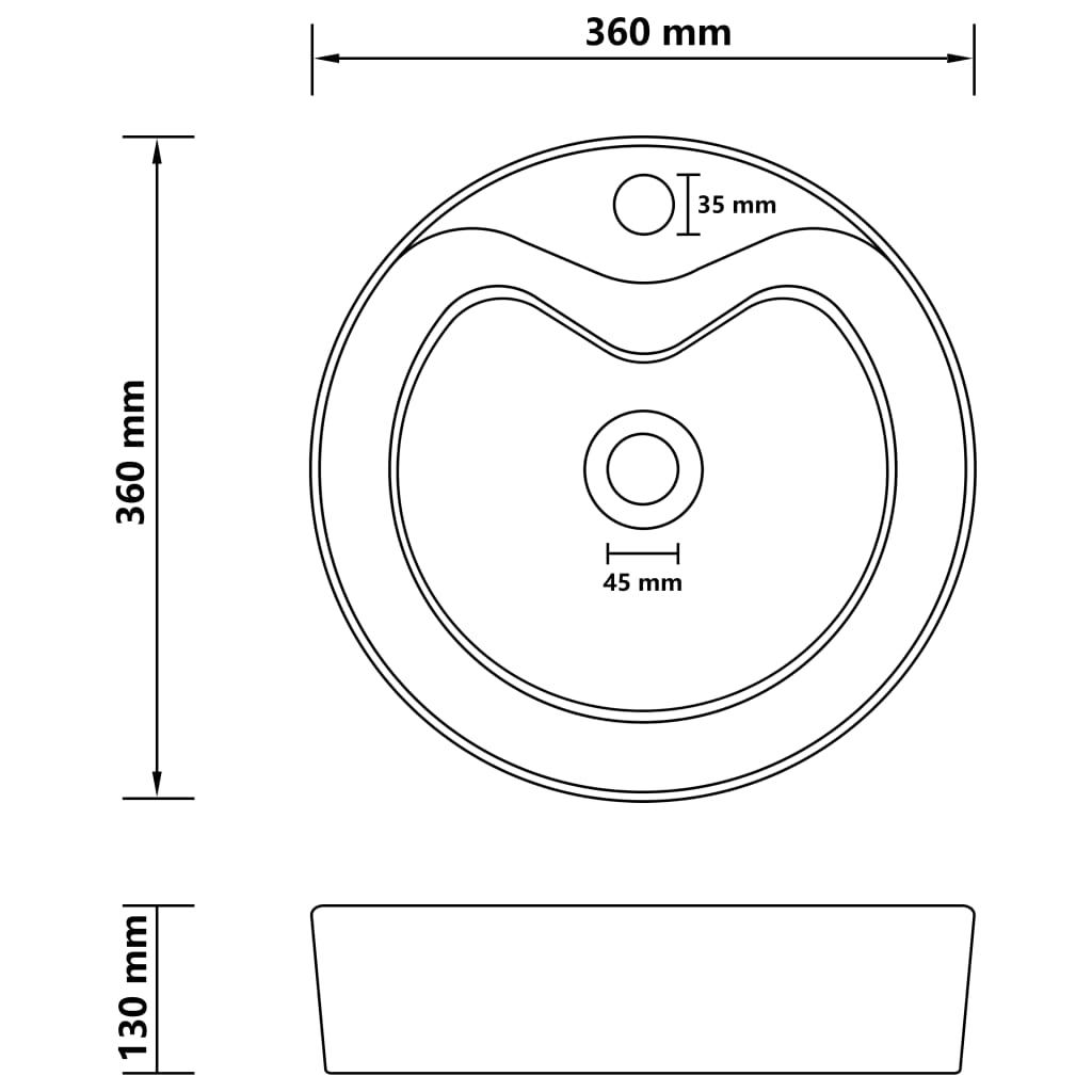 luksuriøs håndvask med overløb 36x13 cm keramik mat cremefarvet
