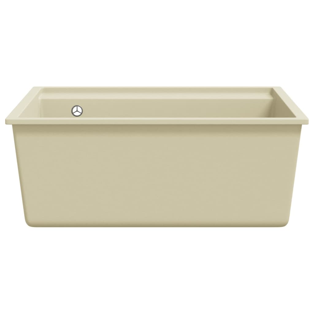 køkkenvask med overløbshul granit beige
