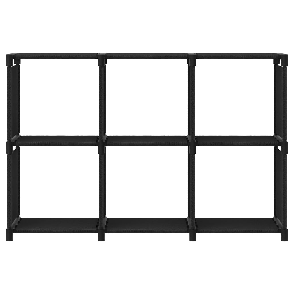 displayreol med 6 kubeformede rum 103x30x72,5 cm stof sort
