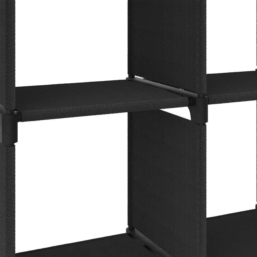 displayreol med 6 kubeformede rum 103x30x72,5 cm stof sort