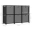 reol med 6 rum og kasser 103x30x72,5 cm stof sort