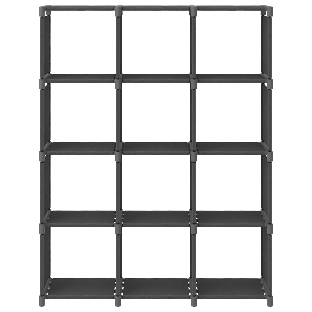 displayreol med 12 kubeformede rum 103x30x141 cm stof grå