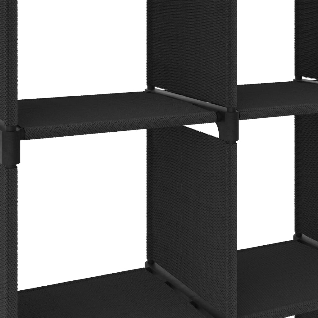 reol med 15 rum 103x30x175,5 cm stof sort